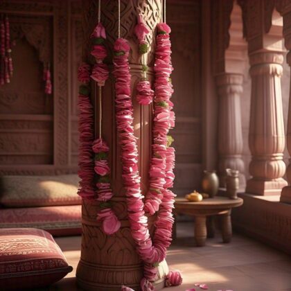 📿Desi Gulab Garland (Mala)📿 4' Feet (2'* 2 Side)