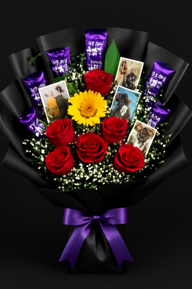 💐The Flower Chocalate Bouquet 💐 with Paper wrap (5 Rose Flowers) - Image 2